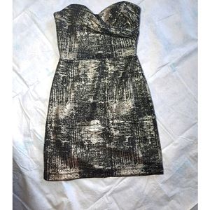 Strapless Black and Gold Mini Cocktail Dress